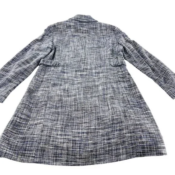 Liz Claiborne Petite 10P Navy Tweed Pea Coat 100% Silk Shell Button Front Jacket - Picture 8 of 13